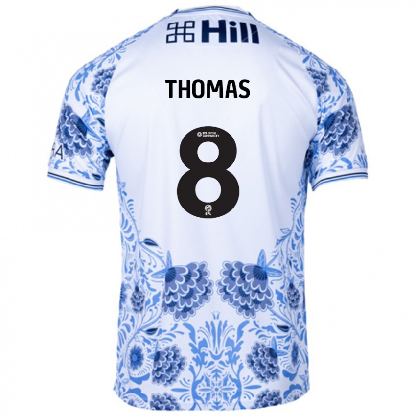 Børn George Thomas #8 Hvid Blå Udebane Spillertrøjer 2024/25 Trøje T-Shirt