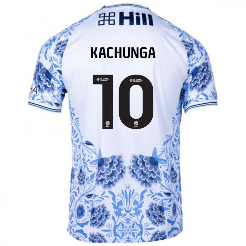 Børn Elias Kachunga #10 Hvid Blå Udebane Spillertrøjer 2024/25 Trøje T-Shirt