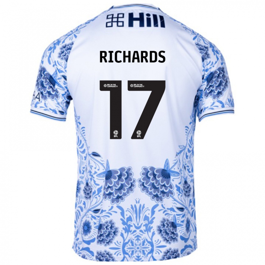 Børn Taylor Richards #17 Hvid Blå Udebane Spillertrøjer 2024/25 Trøje T-Shirt