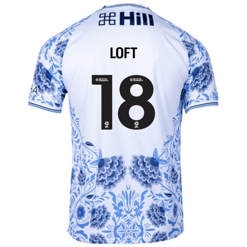 Børn Ryan Loft #18 Hvid Blå Udebane Spillertrøjer 2024/25 Trøje T-Shirt