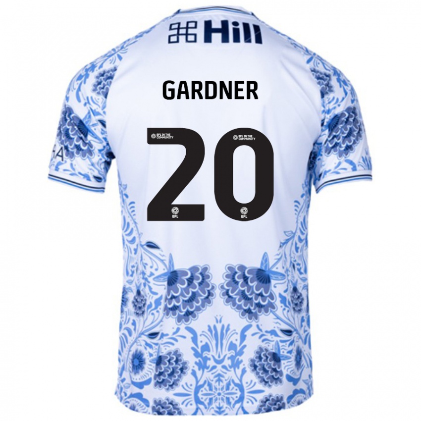 Børn Gary Gardner #20 Hvid Blå Udebane Spillertrøjer 2024/25 Trøje T-Shirt