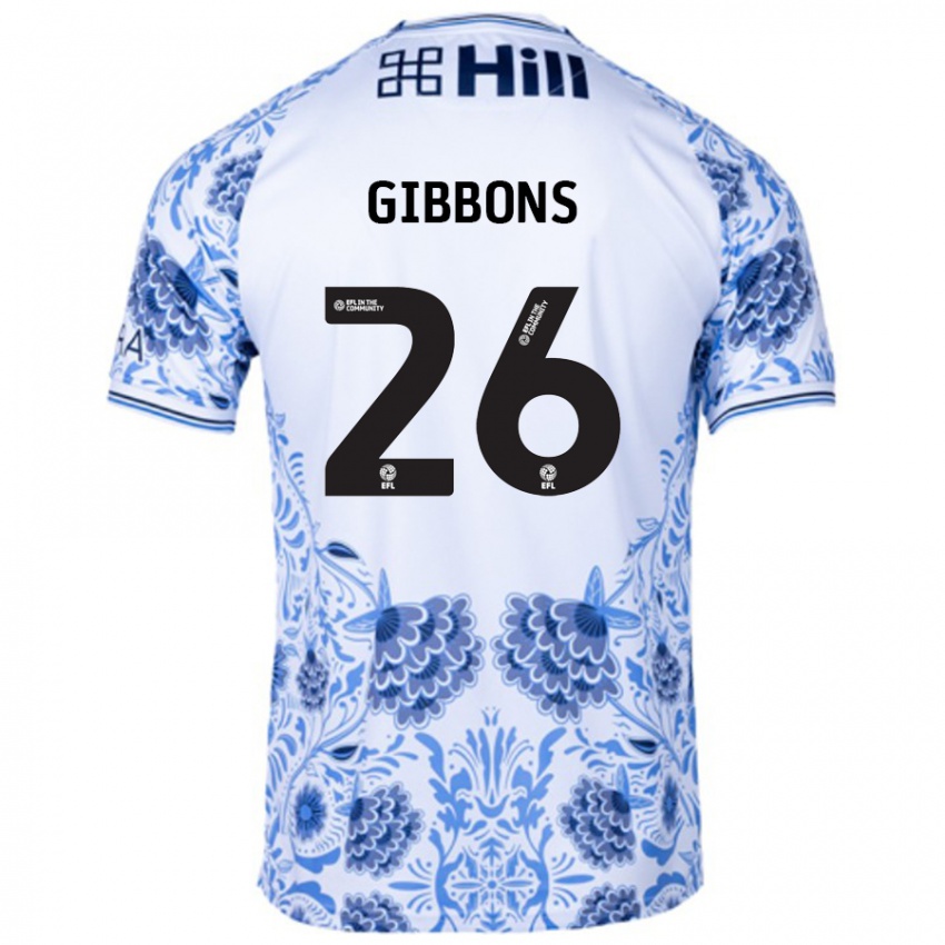 Børn James Gibbons #26 Hvid Blå Udebane Spillertrøjer 2024/25 Trøje T-Shirt