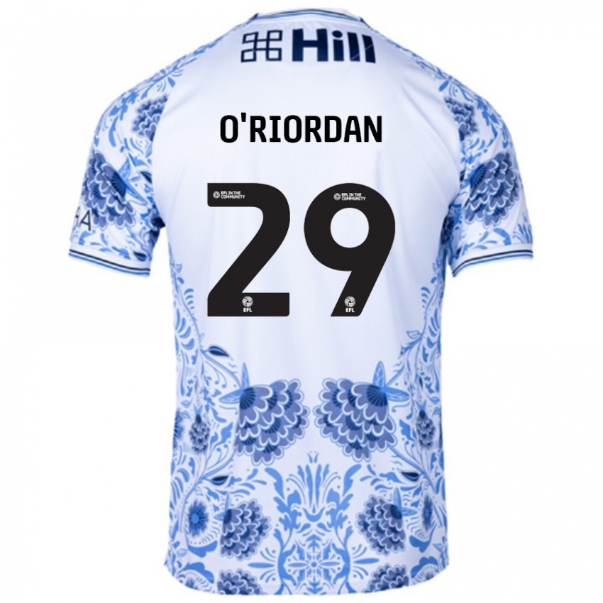 Børn Connor O'riordan #29 Hvid Blå Udebane Spillertrøjer 2024/25 Trøje T-Shirt