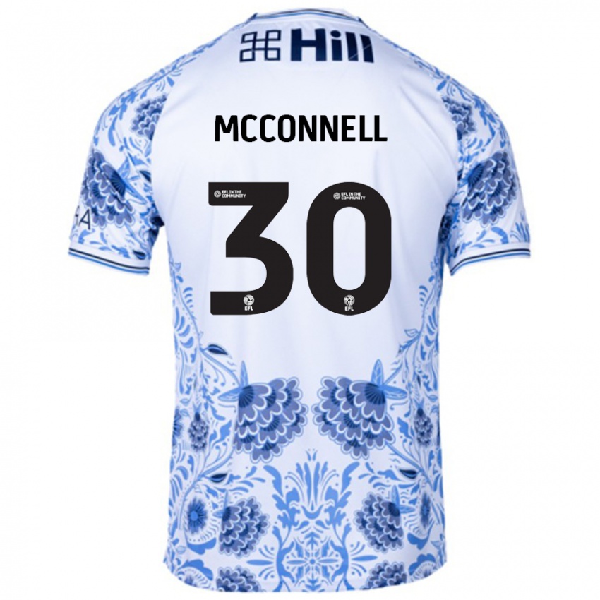 Børn Glenn Mcconnell #30 Hvid Blå Udebane Spillertrøjer 2024/25 Trøje T-Shirt