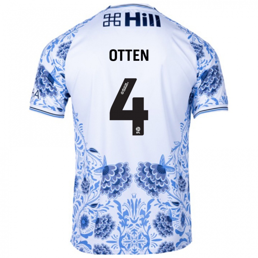 Børn Gisela Otten #4 Hvid Blå Udebane Spillertrøjer 2024/25 Trøje T-Shirt