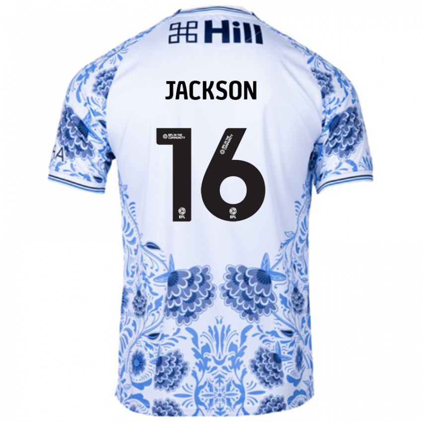 Børn Abbie Jackson #16 Hvid Blå Udebane Spillertrøjer 2024/25 Trøje T-Shirt