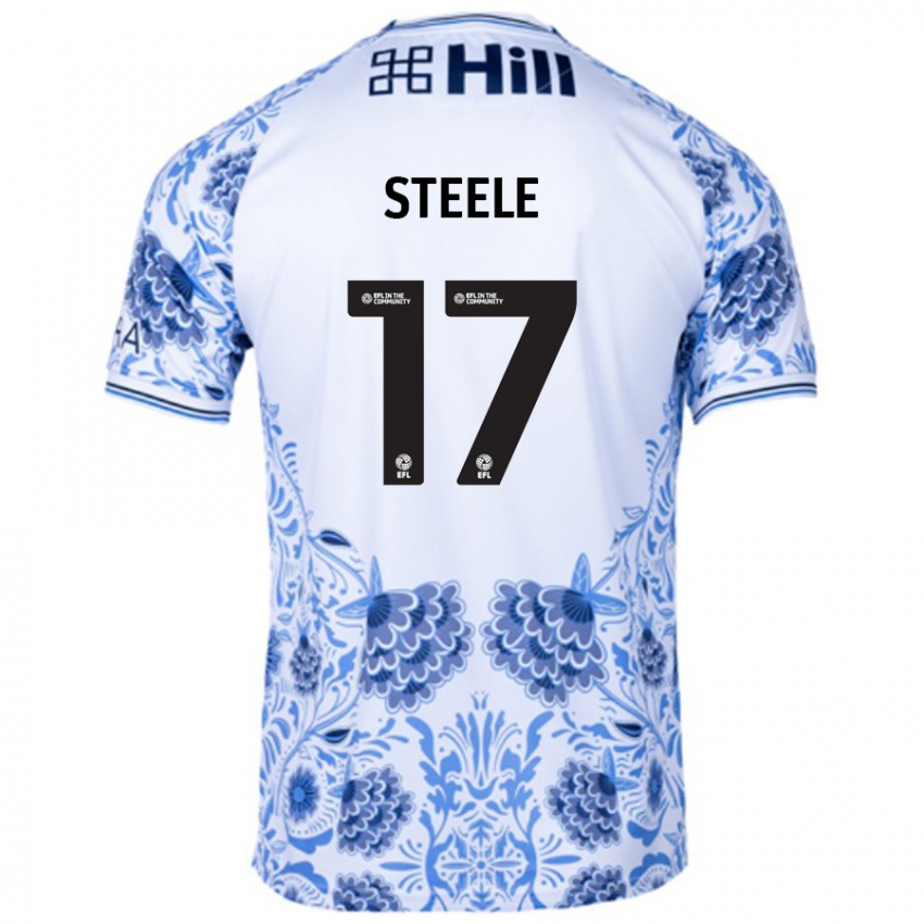 Børn Fran Steele #17 Hvid Blå Udebane Spillertrøjer 2024/25 Trøje T-Shirt