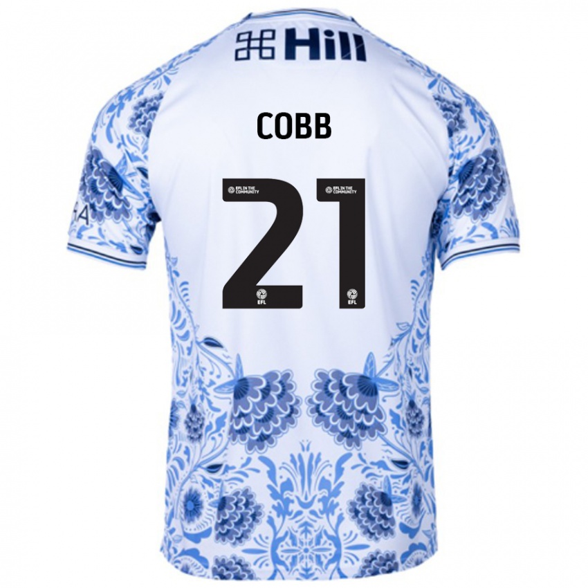 Børn Serena Cobb #21 Hvid Blå Udebane Spillertrøjer 2024/25 Trøje T-Shirt