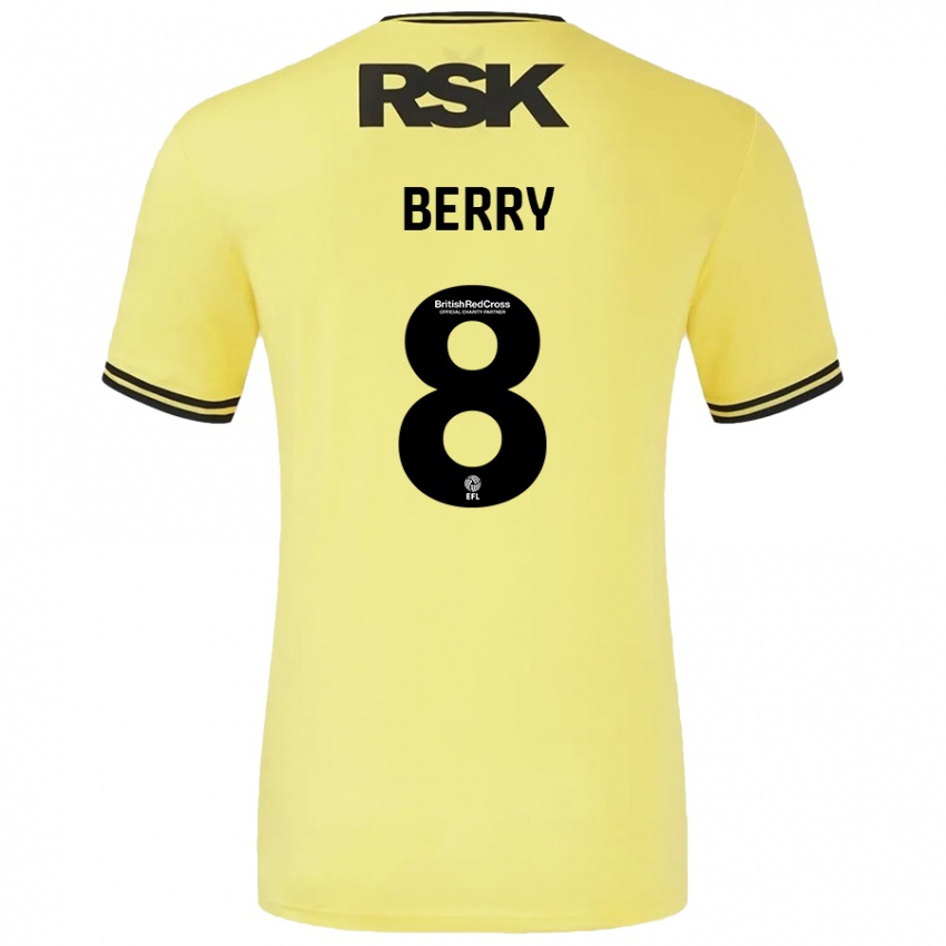 Børn Luke Berry #8 Gul Sort Udebane Spillertrøjer 2024/25 Trøje T-Shirt