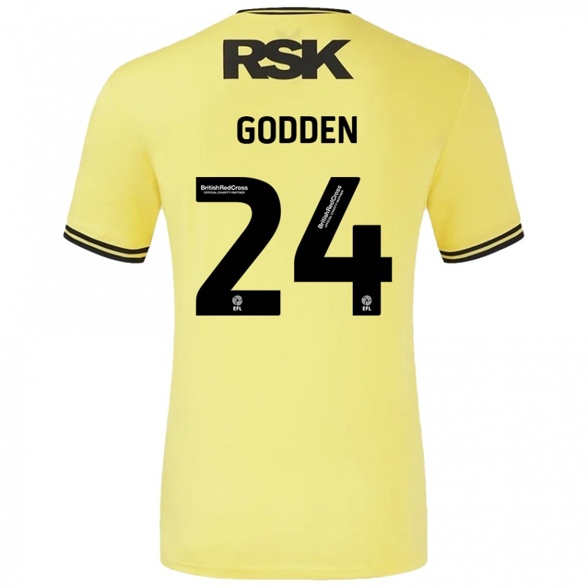 Børn Matt Godden #24 Gul Sort Udebane Spillertrøjer 2024/25 Trøje T-Shirt