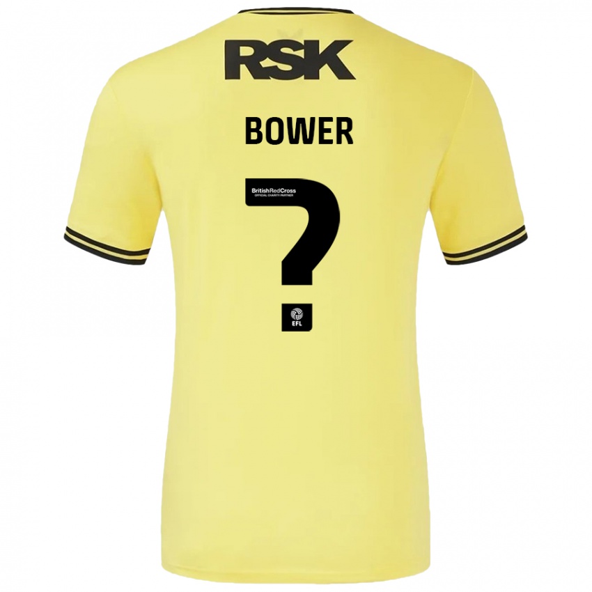 Børn Toby Bower #0 Gul Sort Udebane Spillertrøjer 2024/25 Trøje T-Shirt