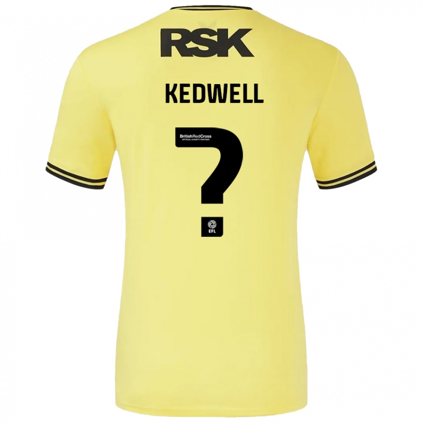 Børn Harvey Kedwell #0 Gul Sort Udebane Spillertrøjer 2024/25 Trøje T-Shirt