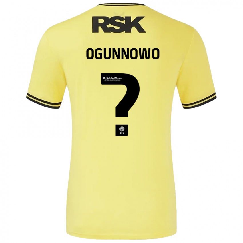 Børn Joshua Ogunnowo #0 Gul Sort Udebane Spillertrøjer 2024/25 Trøje T-Shirt