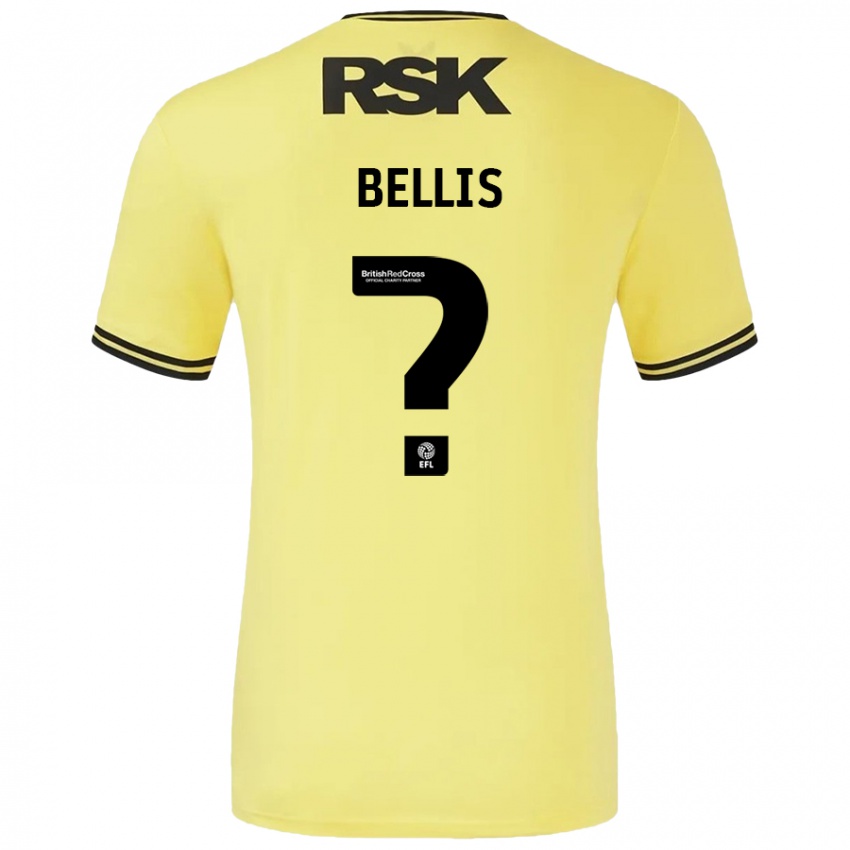 Børn Reece Bellis #0 Gul Sort Udebane Spillertrøjer 2024/25 Trøje T-Shirt