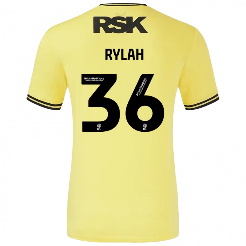 Børn Henry Rylah #36 Gul Sort Udebane Spillertrøjer 2024/25 Trøje T-Shirt