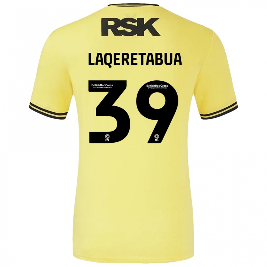 Børn Josh Laqeretabua #39 Gul Sort Udebane Spillertrøjer 2024/25 Trøje T-Shirt