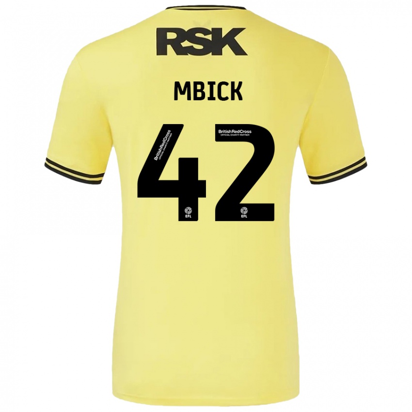 Børn Micah Mbick #42 Gul Sort Udebane Spillertrøjer 2024/25 Trøje T-Shirt