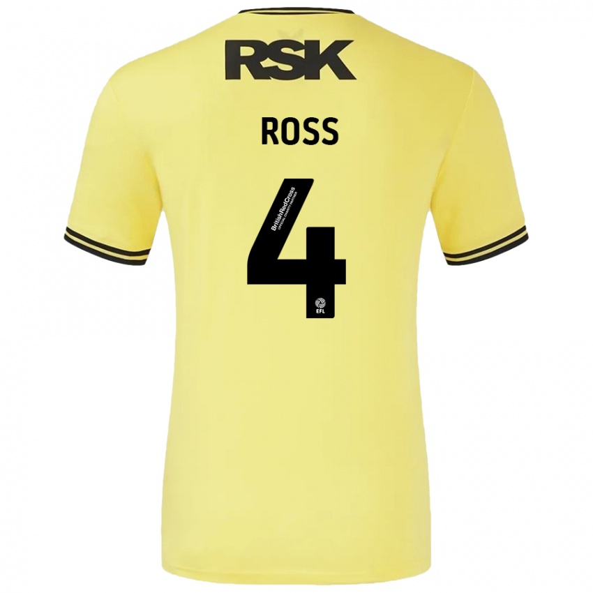 Børn Mia Ross #4 Gul Sort Udebane Spillertrøjer 2024/25 Trøje T-Shirt