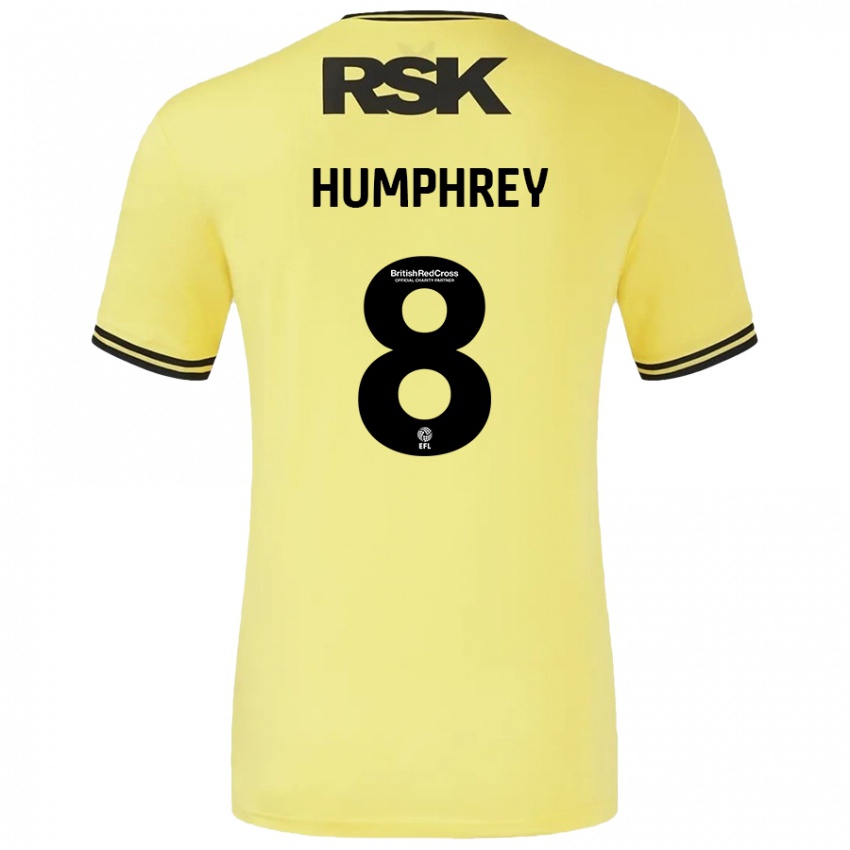 Børn Carla Humphrey #8 Gul Sort Udebane Spillertrøjer 2024/25 Trøje T-Shirt