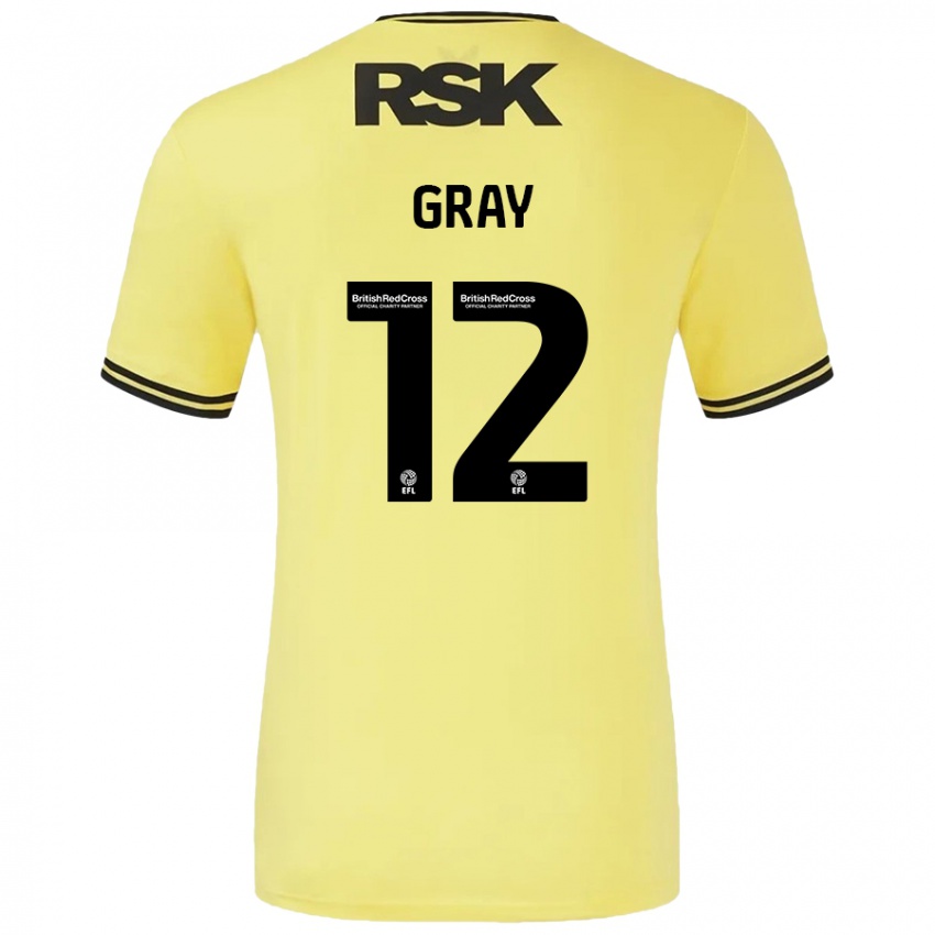 Børn Jessica Gray #12 Gul Sort Udebane Spillertrøjer 2024/25 Trøje T-Shirt