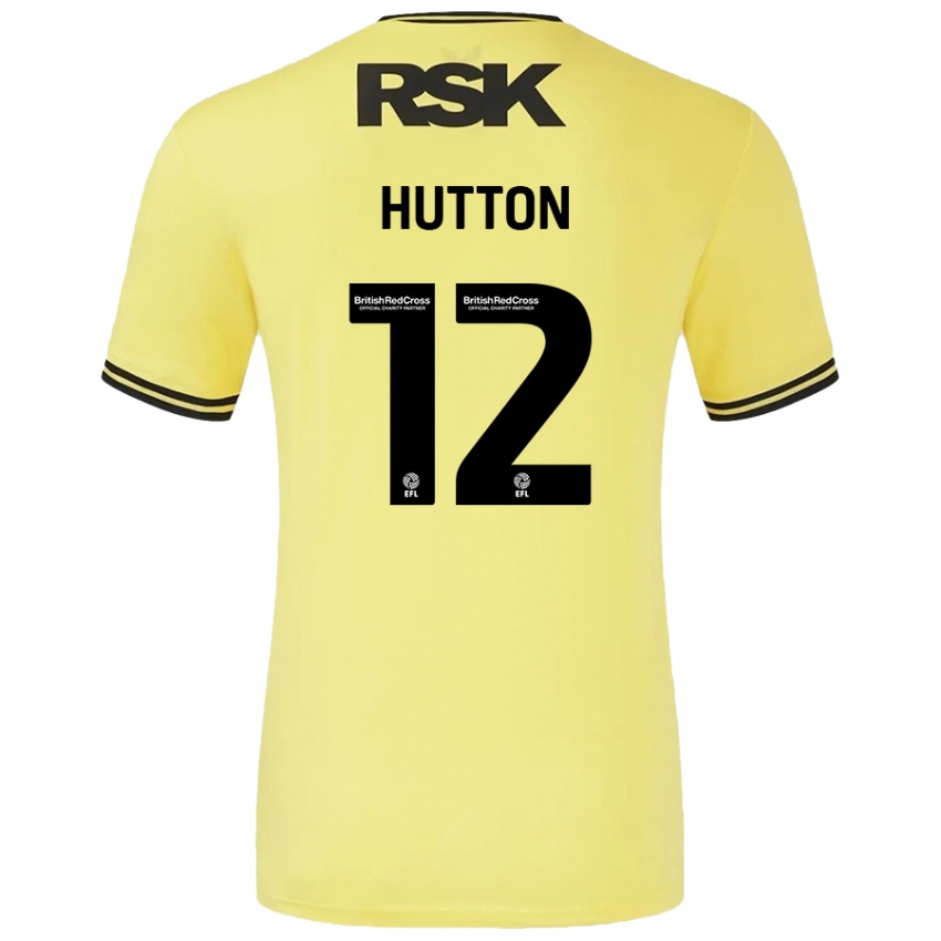 Børn Jodie Hutton #12 Gul Sort Udebane Spillertrøjer 2024/25 Trøje T-Shirt