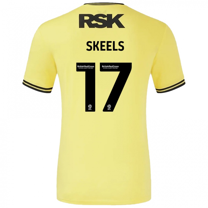 Børn Kiera Skeels #17 Gul Sort Udebane Spillertrøjer 2024/25 Trøje T-Shirt