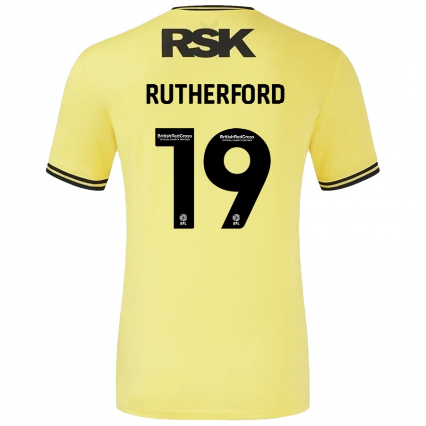 Børn Ella Rutherford #19 Gul Sort Udebane Spillertrøjer 2024/25 Trøje T-Shirt