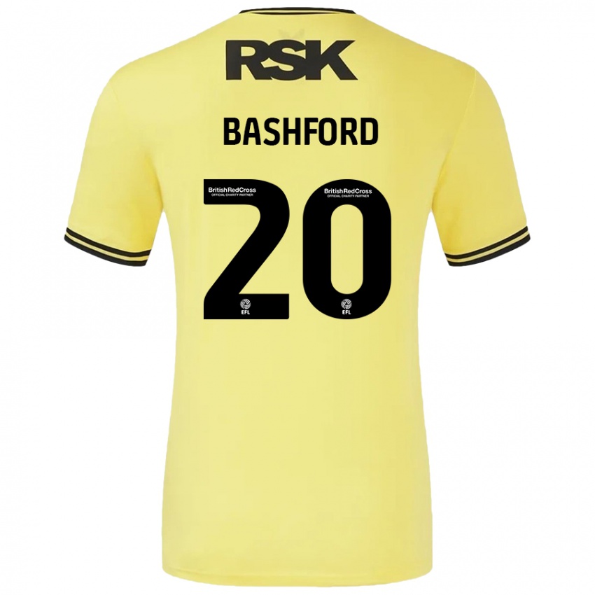 Børn Mary Bashford #20 Gul Sort Udebane Spillertrøjer 2024/25 Trøje T-Shirt