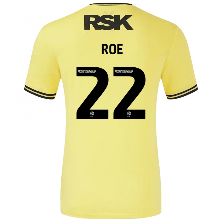 Børn Bethan Roe #22 Gul Sort Udebane Spillertrøjer 2024/25 Trøje T-Shirt