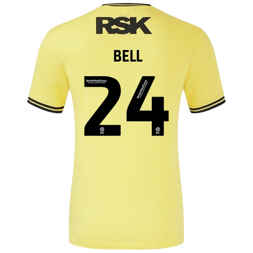 Børn Taylor Bell #24 Gul Sort Udebane Spillertrøjer 2024/25 Trøje T-Shirt