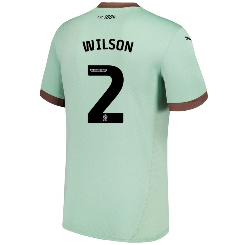 Børn Kane Wilson #2 Bleg Grøn Udebane Spillertrøjer 2024/25 Trøje T-Shirt