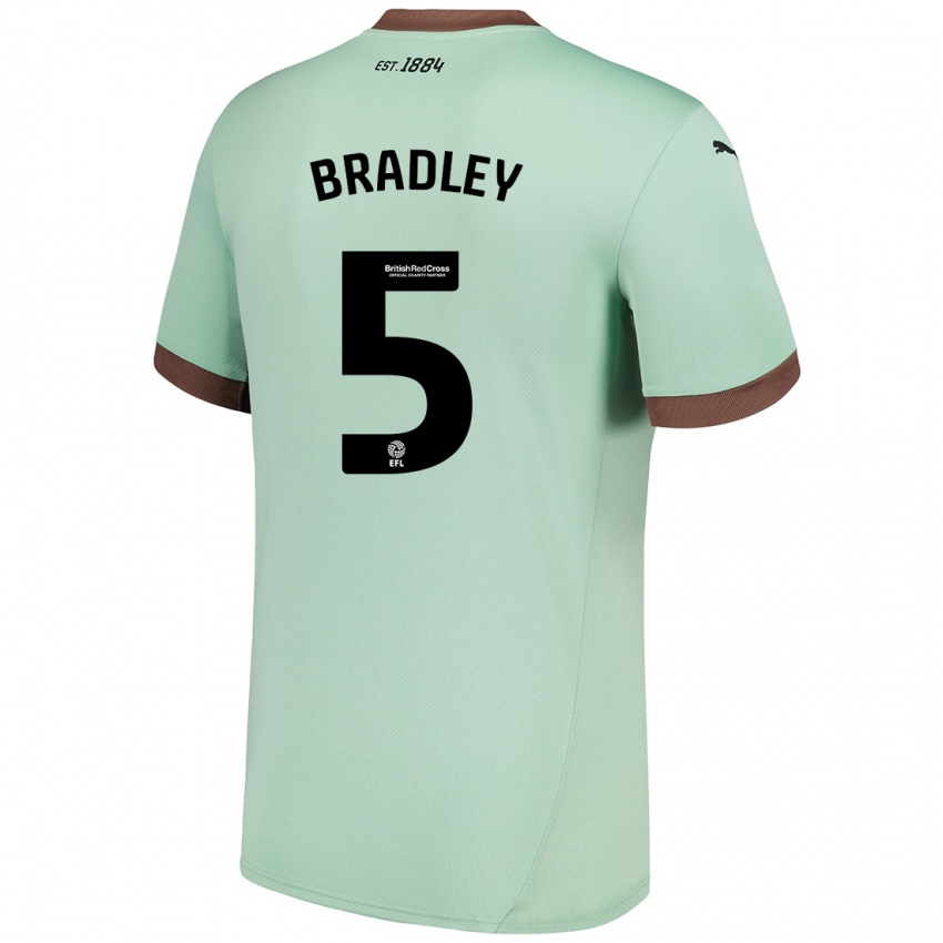 Børn Sonny Bradley #5 Bleg Grøn Udebane Spillertrøjer 2024/25 Trøje T-Shirt