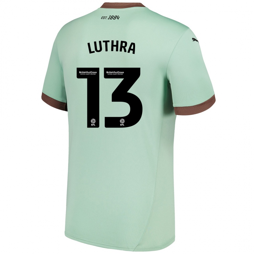 Børn Rohan Luthra #13 Bleg Grøn Udebane Spillertrøjer 2024/25 Trøje T-Shirt