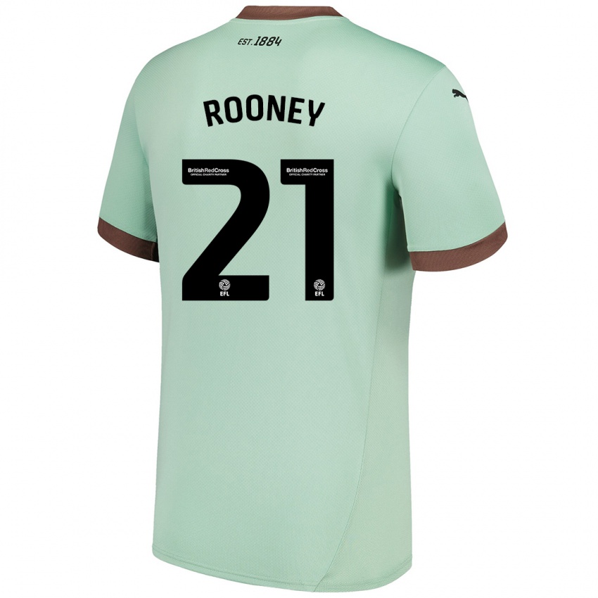 Børn Jake Rooney #21 Bleg Grøn Udebane Spillertrøjer 2024/25 Trøje T-Shirt