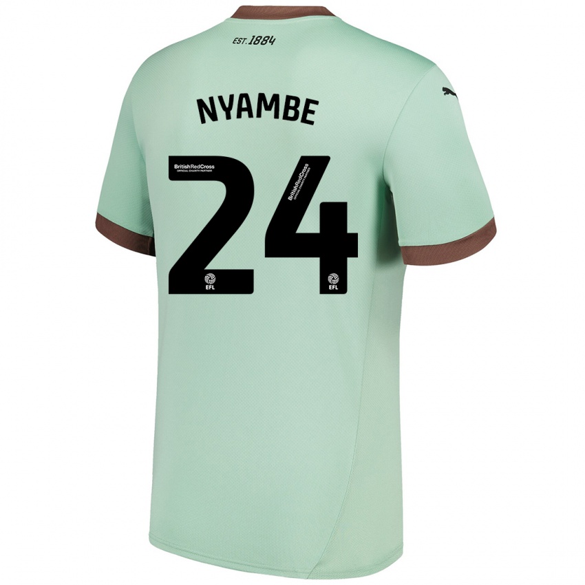 Børn Ryan Nyambe #24 Bleg Grøn Udebane Spillertrøjer 2024/25 Trøje T-Shirt