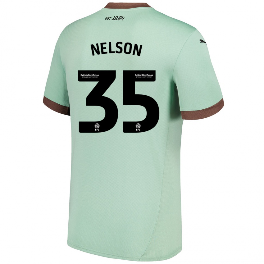 Børn Curtis Nelson #35 Bleg Grøn Udebane Spillertrøjer 2024/25 Trøje T-Shirt