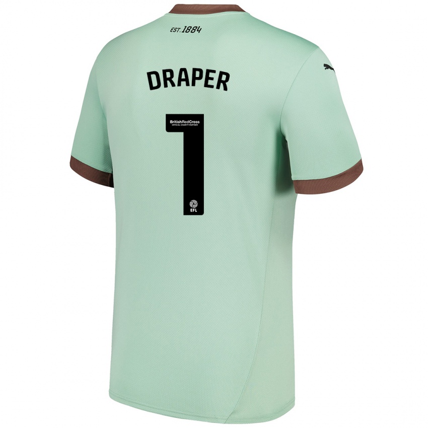 Børn Anna Draper #1 Bleg Grøn Udebane Spillertrøjer 2024/25 Trøje T-Shirt