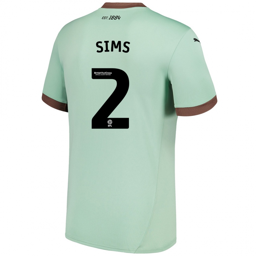 Børn Amy Sims #2 Bleg Grøn Udebane Spillertrøjer 2024/25 Trøje T-Shirt