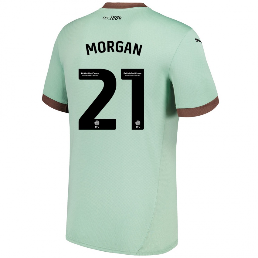 Børn Sarah Morgan #21 Bleg Grøn Udebane Spillertrøjer 2024/25 Trøje T-Shirt