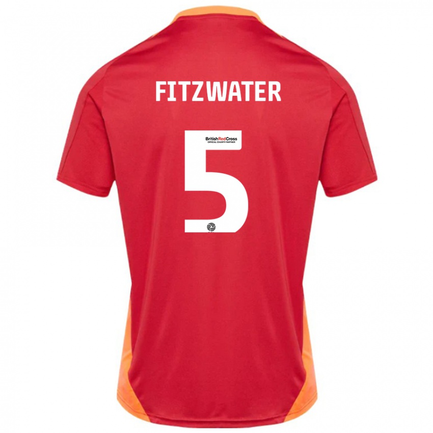 Børn Jack Fitzwater #5 Blå Off White Udebane Spillertrøjer 2024/25 Trøje T-Shirt