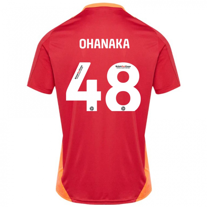 Børn Santino Ohanaka #48 Blå Off White Udebane Spillertrøjer 2024/25 Trøje T-Shirt