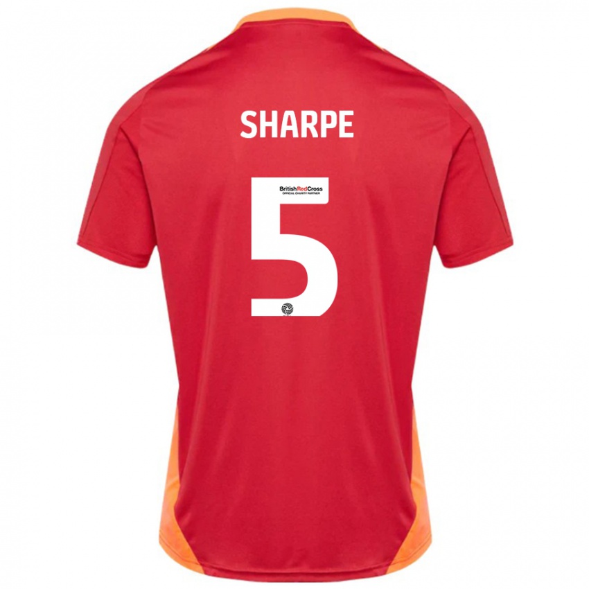 Børn Manfy Sharpe #5 Blå Off White Udebane Spillertrøjer 2024/25 Trøje T-Shirt