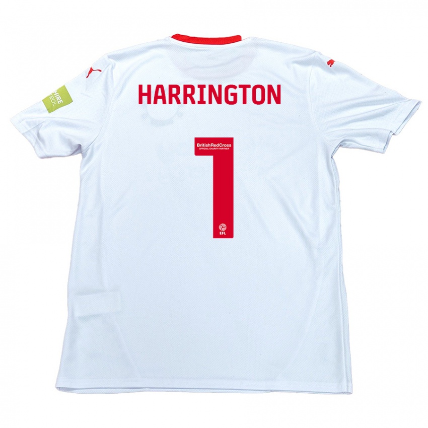 Børn David Harrington #1 Hvid Udebane Spillertrøjer 2024/25 Trøje T-Shirt