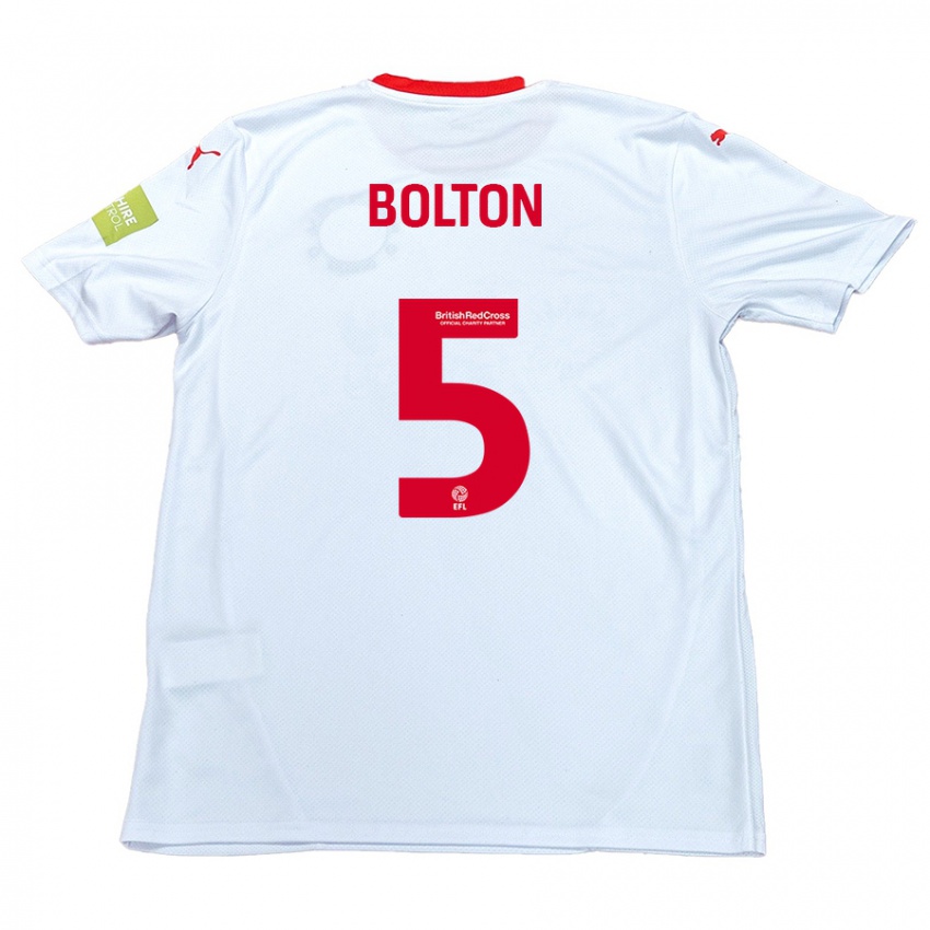 Børn James Bolton #5 Hvid Udebane Spillertrøjer 2024/25 Trøje T-Shirt