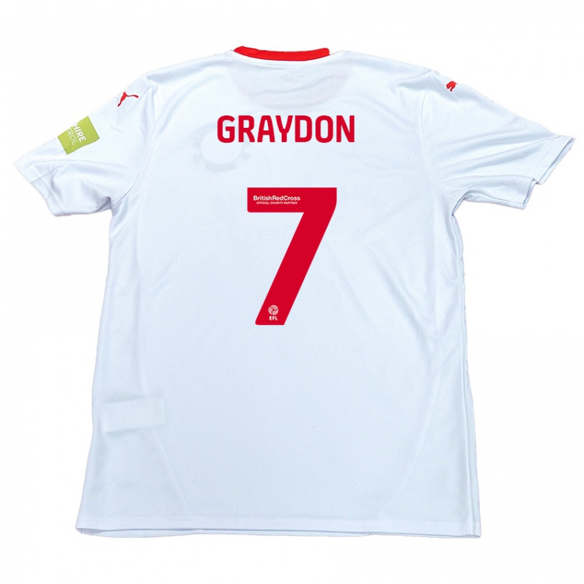 Børn Ryan Graydon #7 Hvid Udebane Spillertrøjer 2024/25 Trøje T-Shirt