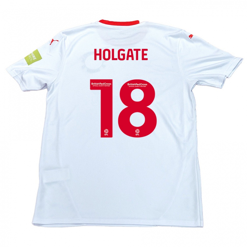 Børn Harrison Holgate #18 Hvid Udebane Spillertrøjer 2024/25 Trøje T-Shirt