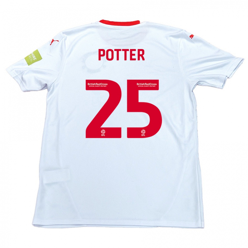 Børn Finley Potter #25 Hvid Udebane Spillertrøjer 2024/25 Trøje T-Shirt