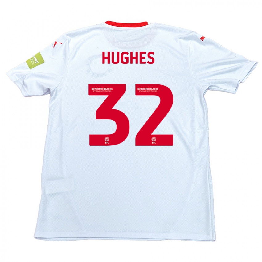 Børn Kayden Hughes #32 Hvid Udebane Spillertrøjer 2024/25 Trøje T-Shirt