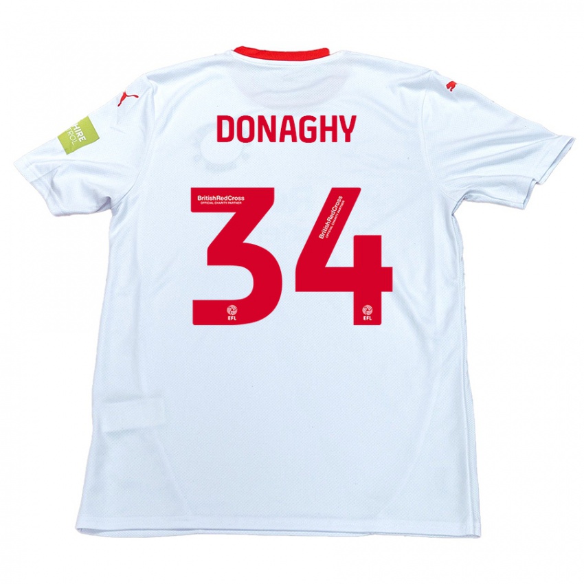 Børn Tom Donaghy #34 Hvid Udebane Spillertrøjer 2024/25 Trøje T-Shirt