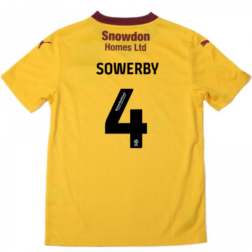 Børn Jack Sowerby #4 Orange Bourgogne Udebane Spillertrøjer 2024/25 Trøje T-Shirt